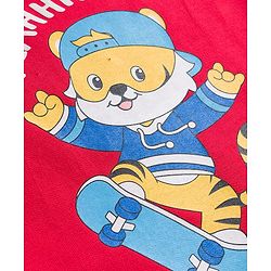 Babyhug Cotton Knit Full Sleeves Sweatshirt With Tiger Graphics - Red