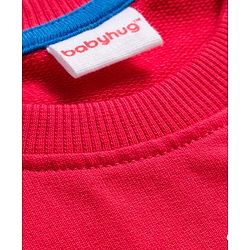 Babyhug Cotton Knit Full Sleeves Sweatshirt With Tiger Graphics - Red