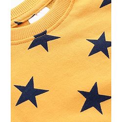 Babyhug Loop Knit Terry Full Sleeves Co-Ord Night Suit With Star Print - Yellow