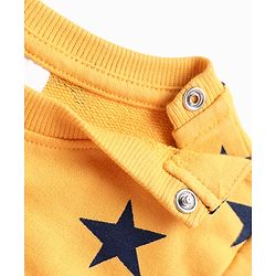 Babyhug Loop Knit Terry Full Sleeves Co-Ord Night Suit With Star Print - Yellow