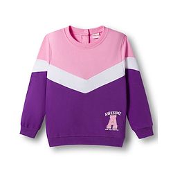 Babyhug Knit Premium Light Gauge Terry Full Sleeves  Top and Joggers Set With Cut & Sew Detailing & Awesome Text Print - Purple & Pink