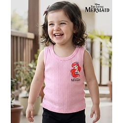 Babyhug Disney Sleeveless Thermal Vest with Disney Princess Ariel Graphic - Pink