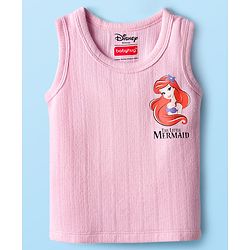 Babyhug Disney Sleeveless Thermal Vest with Disney Princess Ariel Graphic - Pink