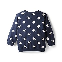Babyhug Cotton Knit Full Sleeves Co-ords Night Suit With Star Print - Navy Blue