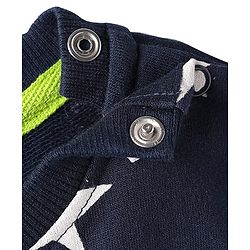 Babyhug Cotton Knit Full Sleeves Co-ords Night Suit With Star Print - Navy Blue
