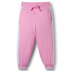 Babyhug Knit Premium Light Gauge Terry Full Sleeves Hooded Top & Joggers Set With Text Print - Pink