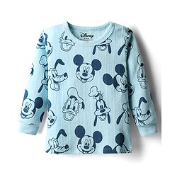 Babyhug Disney Full Sleeves Thermal Vest With Mickey & Friends Print - Blue