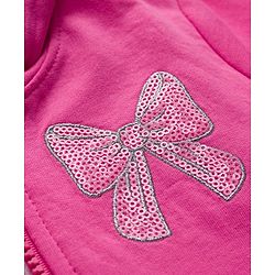Babyhug 100% Cotton Terry Knit Full Sleeves Sweatshirt Jacket Inner Top & Pant Set with Bow Applique - Pink & White