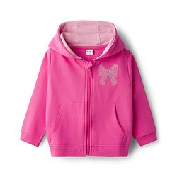 Babyhug 100% Cotton Terry Knit Full Sleeves Sweatshirt Jacket Inner Top & Pant Set with Bow Applique - Pink & White
