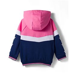 Babyhug Knit Premium Light Gauge Terry Full Sleeves Hooded Sweatjacket & Lounge Pant Set With Star Print - Pink & Navy Blue