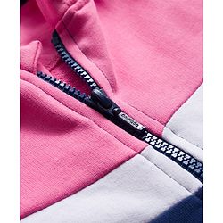 Babyhug Knit Premium Light Gauge Terry Full Sleeves Hooded Sweatjacket & Lounge Pant Set With Star Print - Pink & Navy Blue
