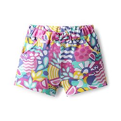 Babyhug Terry Knit Half Sleeves Co-ords Hooded Sweatshirt & Shorts Set with Tropical Theme Print - Multicolor