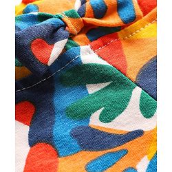 Babyhug Terry Knit Half Sleeves Co-ords Hooded Sweatshirt & Shorts Set with Tropical Theme Print - Multicolor