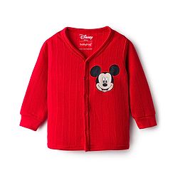 Babyhug Disney Full Sleeve Front Open Thermal Vest with Mickey Mouse Graphic - Red