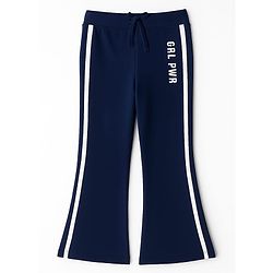 Babyhug 100% Cotton Terry Knit Half Sleeves Top & Track Pants Set with 98 Text Print - Navy Blue