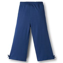 Babyhug Terry Knit Premium Light Gauge Terry Full Sleeves Top & Trouser Set with Cherrish The Little Things Text Print & Bow Applique - Navy Blue