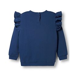 Babyhug Terry Knit Premium Light Gauge Terry Full Sleeves Top & Trouser Set with Cherrish The Little Things Text Print & Bow Applique - Navy Blue