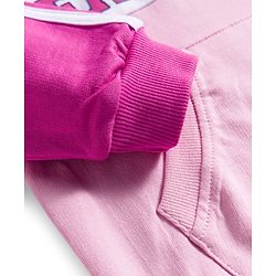 Babyhug Terry Knit Premium Light Gauge Terry Full Sleeves Hooded Top and Lounge Pant Set with Kangaroo Pockets & Fabulous Text Print - Pink