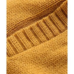 Babyhug Knitted Full Sleeves Hooded Front Open Sweater With Aztec Design - Mustard