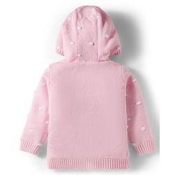 Babyhug Knit Full Sleeves Hooded Front Open Sweater with Ear Applique - Pink