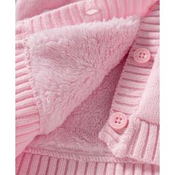 Babyhug Knit Full Sleeves Hooded Front Open Sweater with Ear Applique - Pink