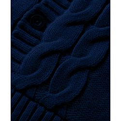 Babyhug Knit Full Sleeves Hooded Front Open Sweater with Cable Knit Design & Ear Applique - Navy Blue