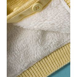 Babyhug Knitted Full Sleeves Hooded Front Open Sweater With Animal Applique - Yellow