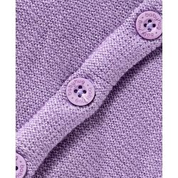 Babyhug Knit Full Sleeves Front Open Hooded Sweater with Fox Applique & Pocket Detailing - Lavender