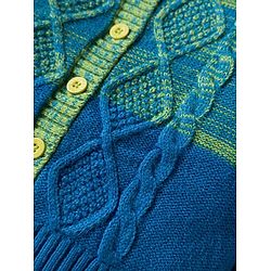 Babyhug Knitted Full Sleeves Hooded Front Open Sweater With Cable Knit Design - Green & Blue