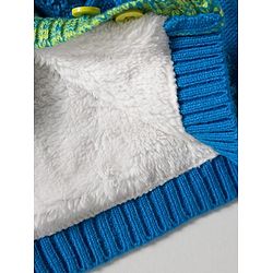 Babyhug Knitted Full Sleeves Hooded Front Open Sweater With Cable Knit Design - Green & Blue