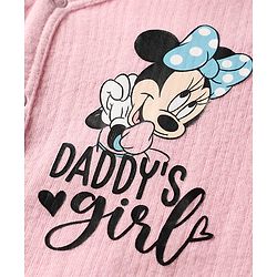 Babyhug Disney Full Sleeve Front Open Thermal Vest & Pant Set With Minnie Mouse Graphic - Pink