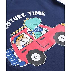 Babyhug 100% Single Jersey Knit Full Sleeves T-Shirt with Animal Graphics - Navy Blue