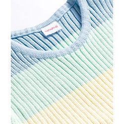 Babyhug Sweater Knit Half Sleeves Woollen Dress with Color Block Design & Pockets - Multicolor