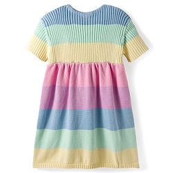 Babyhug Sweater Knit Half Sleeves Woollen Dress with Color Block Design & Pockets - Multicolor
