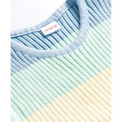 Babyhug Sweater Knit Half Sleeves Woollen Dress with Color Block Design & Pockets - Multicolor