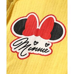 Babyhug Disney Full Sleeve Front Open Thermal Vest & Pant Set With Minnie Mouse Graphic - Yellow