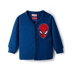 Babyhug Marvel Full Sleeve Front Open Thermal Vest With Spider-man Graphic - Blue