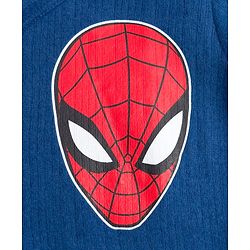 Babyhug Marvel Full Sleeve Front Open Thermal Vest With Spider-man Graphic - Blue
