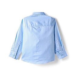 Babyhug Cotton Woven Full Sleeves Partywear Solid Oxford Pintuck Shirt With Bow - Light Blue