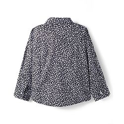 Babyhug Cotton Woven Full Sleeves Floral Printed Shirt with Bow & Suspender - White & Navy Blue