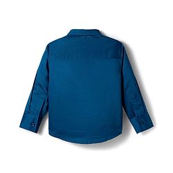 Babyhug Cotton Woven Full Sleeves Solid Color Shirt with Bow & Suspender - Blue