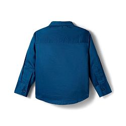 Babyhug Cotton Woven Full Sleeves Solid Color Shirt with Bow & Suspender - Blue