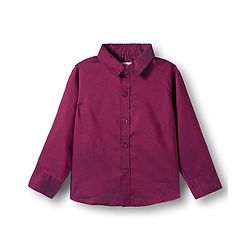 Babyhug Cotton Woven Full Sleeves Solid Party Shirt & Trouser Set With Bow & Suspender - Maroon
