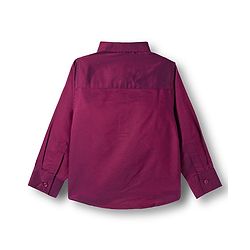 Babyhug Cotton Woven Full Sleeves Solid Party Shirt & Trouser Set With Bow & Suspender - Maroon