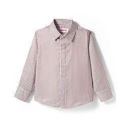 Babyhug Woven Full Sleeves Striped Party Shirt & Trouser Set With Bow & Suspender - Brown