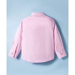 Babyhug Cotton Poplin Full Sleeves Solid Color Shirt & Stretchable Trouser with Bow & Suspender - Pink & Grey