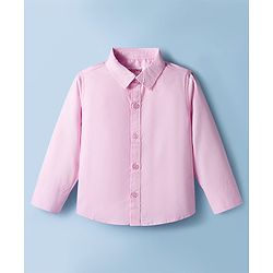 Babyhug Cotton Poplin Full Sleeves Solid Color Shirt & Stretchable Trouser with Bow & Suspender - Pink & Grey