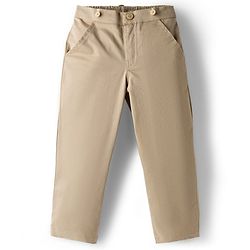 Babyhug Cotton Poplin Woven Full Sleeves Printed Shirt & Stretchable Trouser Set with Suspenders & Bow - Olive Green & Khaki