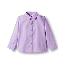 Babyhug Cotton Woven Full Sleeves Poplin Solid Party Shirt & Stretchable Trouser With Bow & Suspender - Purple & Cream