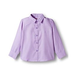 Babyhug Cotton Woven Full Sleeves Poplin Solid Party Shirt & Stretchable Trouser With Bow & Suspender - Purple & Cream